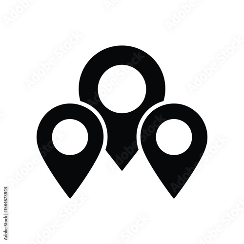 Three Location Markers Grouped Together