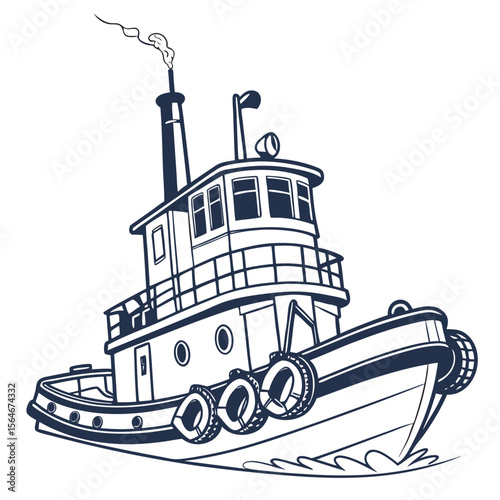 Ship in the sea vector illustration free online design.