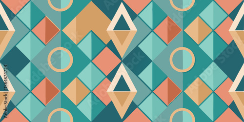 Seamless geometric pattern with triangles and rhombus. Vector illustration