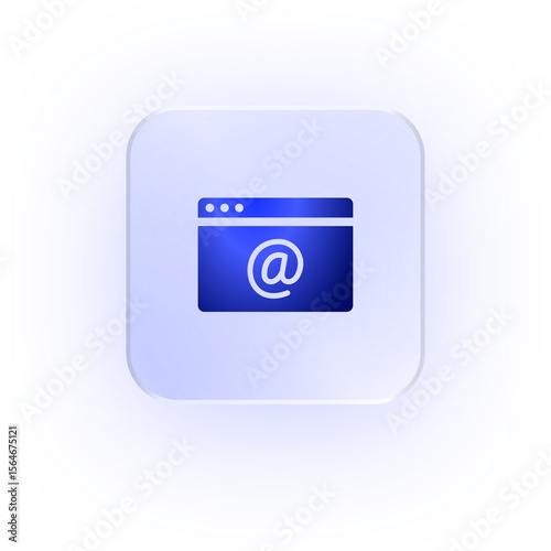 Glassmorphism Icon Browser With At Symbol Icon Internet Browser Icon Soft Shadow Glassmorphic Web Email Icon Window With At Icon At Symbol Interface Browser Address Icon Web App Icon