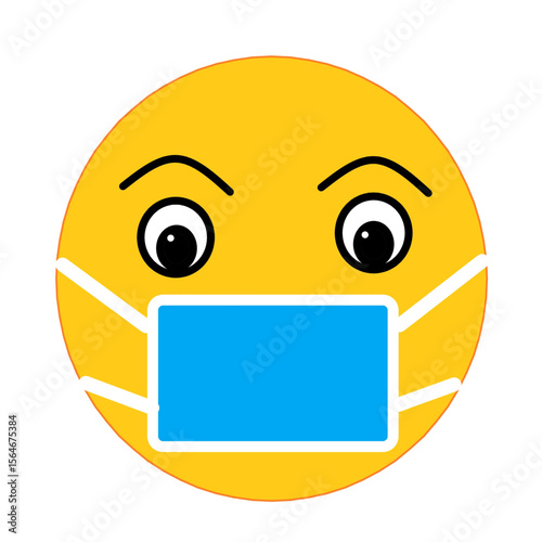 simley with blue safety mask protection prevention concept open eyes.eps