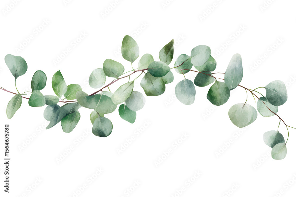 Obraz premium Captivating watercolor border frame featuring lush eucalyptus leaves designed for a variety of creative projects and invitations