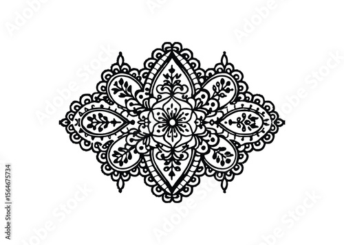 Silhouette of lace pattern isolated on a white background