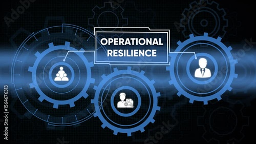 Operational resilience concept illustrated with gears and business process icons