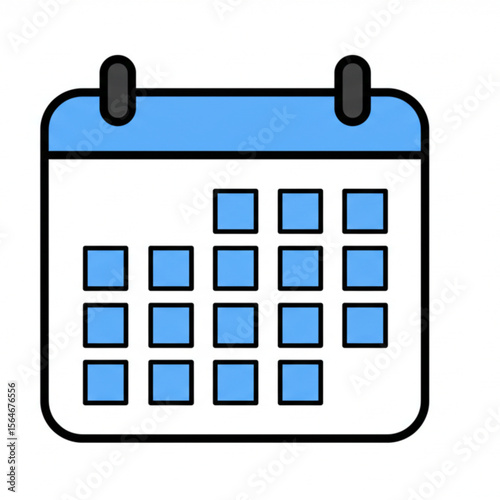 A simple light blue calendar graphic with marked dates, ideal for scheduling applications, website elements, and printable design projects.
