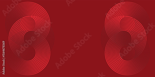 Collection of red concentric circles. Collection of radial sound wave or sonar rings. Pack of radar icon symbols, targets, dashed lines, halftones.vector