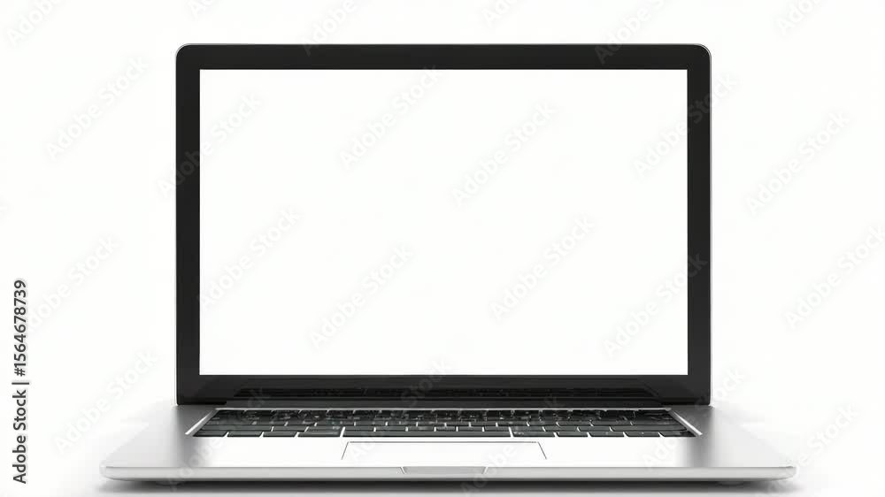 A laptop computer with a blank white screen ready for use or creativity