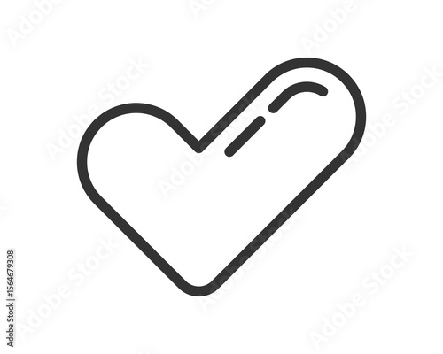 Minimalist heart icon with a modern, sleek design. Symbol of love, care, or health. Great for Valentines Day, medical, or social media content. Use in logos, apps, or website graphics.