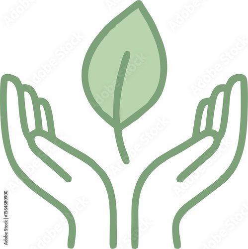 Two hands gently cradling a single green leaf, symbolizing nature, growth, and environmental care, perfect for eco-friendly branding and sustainability projects.