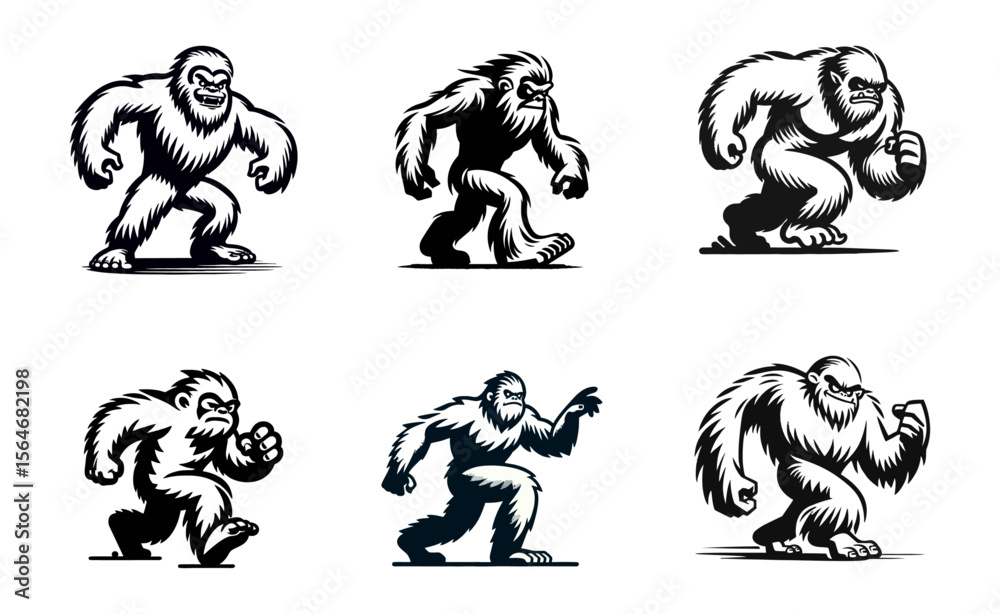 Obraz premium Yeti Cartoon retro logo icon design illustration