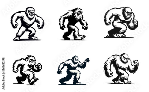 Yeti Cartoon retro logo icon design illustration