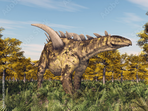 Dinosaurier Gigantspinosaurus in einem prähistorischen Wald