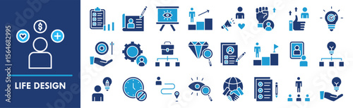Life Design icon collection set. Containing design design, life, empowerment, motivation, smart goals