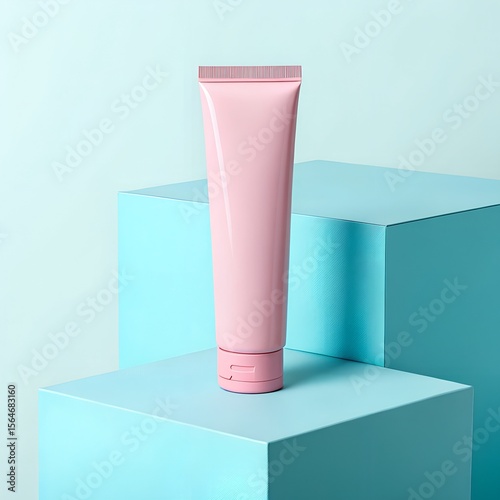 Wallpaper Mural Pink Lotion Tube on Blue Block Torontodigital.ca