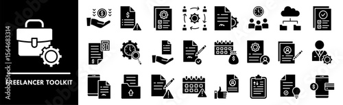 Freelancer Toolkit icon collection set. Containing design freelance, technology, toolkit, computer, business
