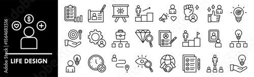 Life Design icon collection set. Containing design design, life, empowerment, motivation, smart goals