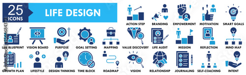 Life Design icon collection set. Containing design design, life, empowerment, motivation, smart goals
