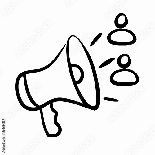 Announcement of information with megaphone broadcasting news to target audience or community