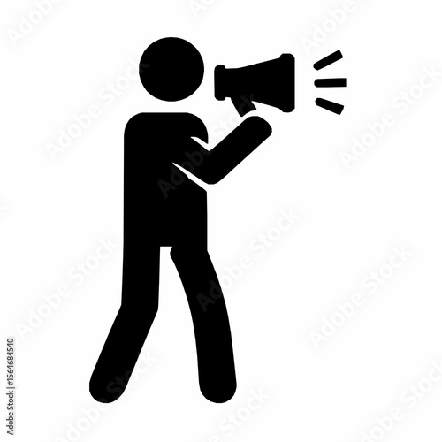 Icon of a person announcing or broadcasting with a megaphone in black silhouette