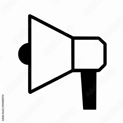 Simple black and white megaphone icon representing communication and announcement concepts