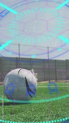 Animation of scope scanning over football player with prosthetic limb kicking ball