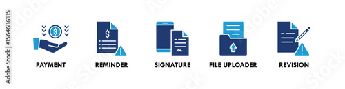 Freelancer Toolkit banner web icon vector illustration concept with an icon of payment, reminder, signature, file uploader, and revision