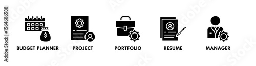 Freelancer Toolkit banner web icon vector illustration concept with an icon of budget planner, project, portfolio, resume, and manager