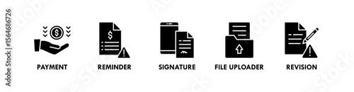 Freelancer Toolkit banner web icon vector illustration concept with an icon of payment, reminder, signature, file uploader, and revision