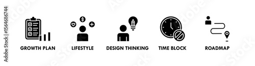 Life Design banner web icon vector illustration concept with an icon of growth, lifestyle, design thinking, time block, and roadmap