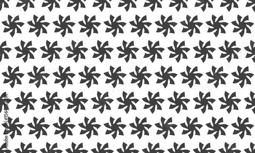 Abstract seamless pattern.  Geometric monochrome design featuring repeating stylized starburst motifs. Perfect for textile prints, website backgrounds, or modern graphic design projects.