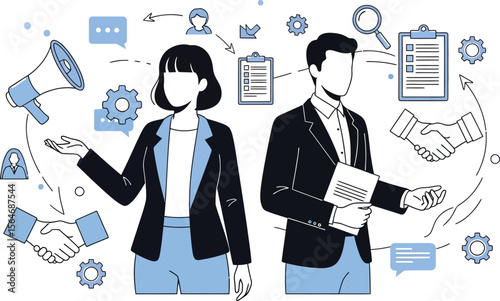 Business marketing strategy collaboration teamwork concept illustration vector