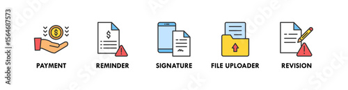 Freelancer Toolkit banner web icon vector illustration concept with an icon of payment, reminder, signature, file uploader, and revision