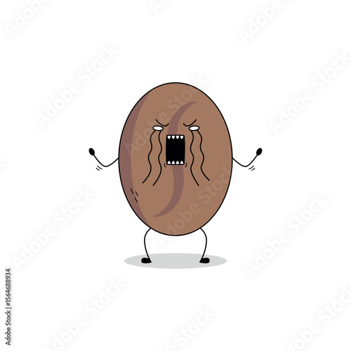 Cute Coffee Bean cartoon character crying doodle