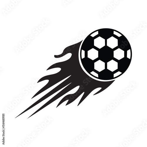 Vector Football with Fire Trail and Grunge Effect, Dynamic Soccer Ball and Football Icon Set with Motion Effects On White Background


