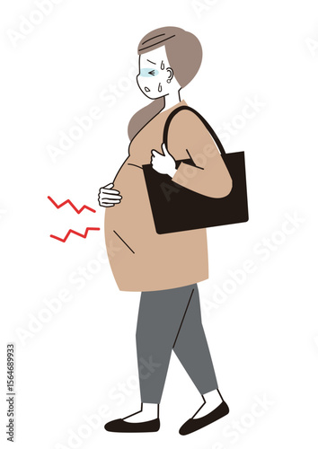通勤中お腹が痛くなって青ざめている妊婦さん