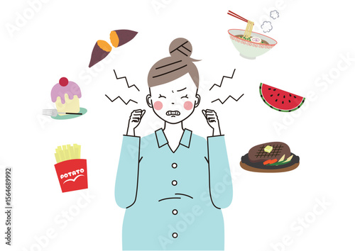 食欲と戦ってイライラしている妊婦さん