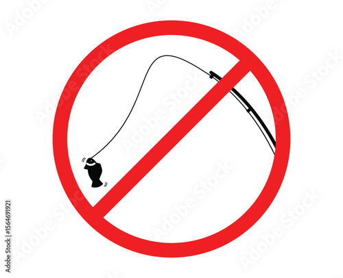 Fishing prohibited sign. no fishing allowed. no fishing sign, no fishing area
