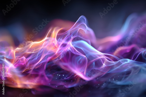 Colorful swirling patterns of smoke create a mesmerizing abstract display in dark background