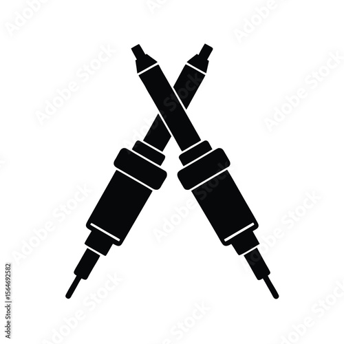 Crossed soldering irons tools equipment repair silhouette vector illustration