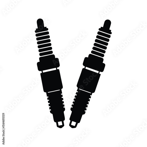 Two automotive spark plugs black simple silhouette vector illustration