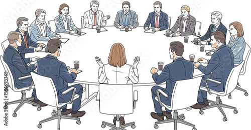 Business meeting conference round table discussion corporate strategy teamwork