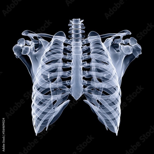 Detailed Illustration of Human Rib Cage Structure