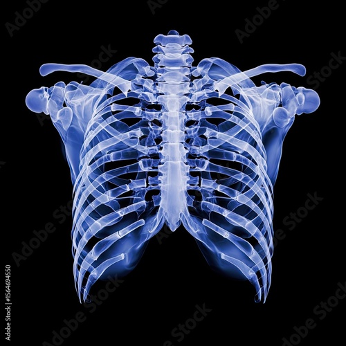 Detailed View of Human Rib Cage Structure