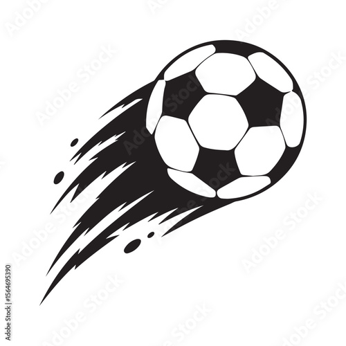 Dynamic Soccer Ball Vector with Speed Motion Effects, Vector Football Graphics with Splashes, Fire, and Speed Trails On White Background


