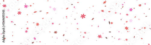 falling red snowflake confetti and streamers seamless pattern on transparent background