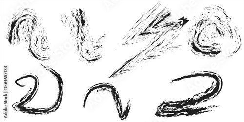 Black brush stroke isolated on background. Vector brush strokes for ink paint, grunge design elements, banners, watercolor design, dirty texture. Trendy brush strokes, vector illustration