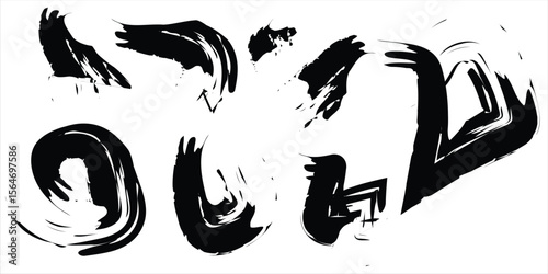 Black brush stroke isolated on background. Vector brush strokes for ink paint, grunge design elements, banners, watercolor design, dirty texture. Trendy brush strokes, vector illustration
