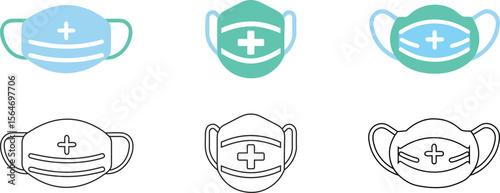 face mask icon vector, medical mask, surgical protective mask vector illustration