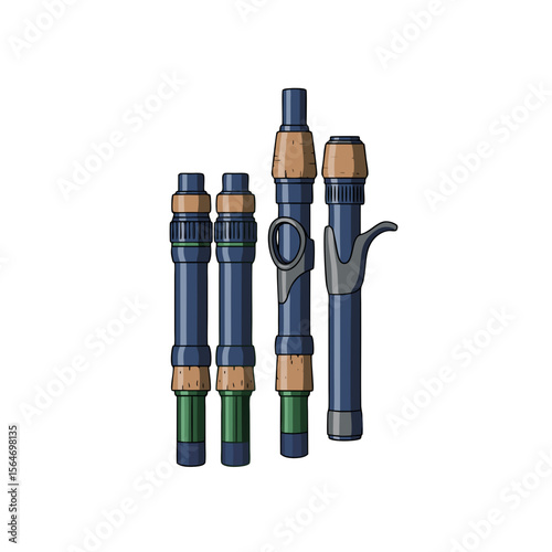 Vector illustration of blue telescopic fishing rod