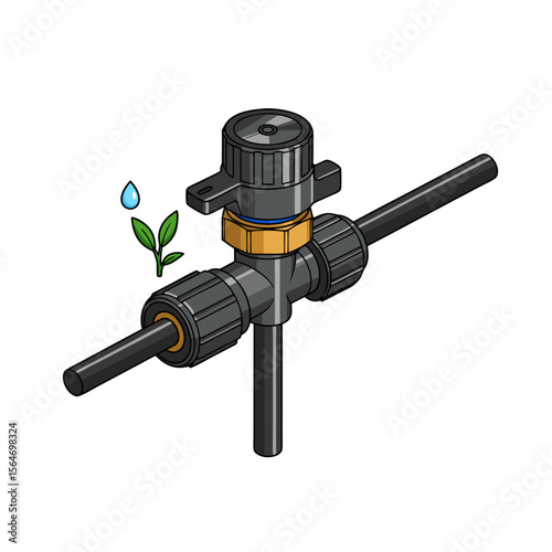Irrigation valve with connectors for water supply in gardening setup  